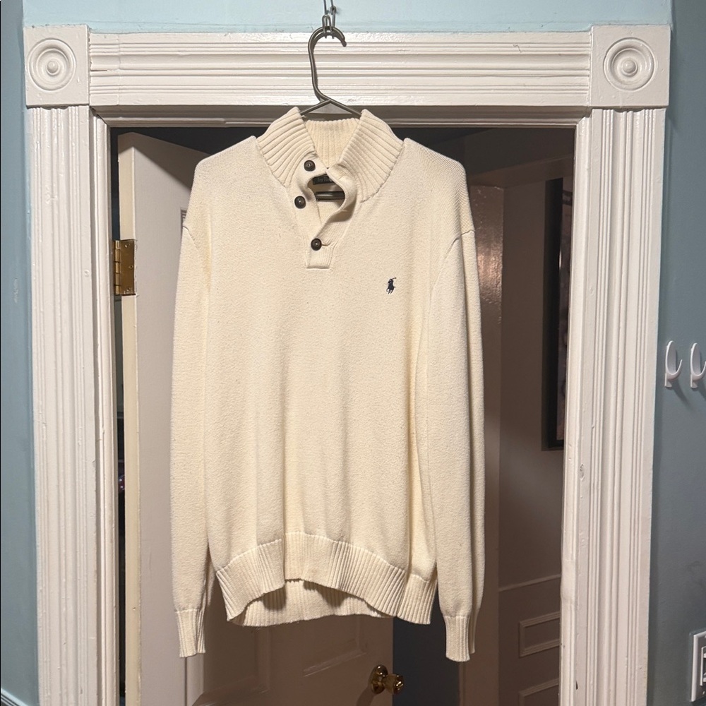 Ralph Lauren Men's Cream Button-Up Cardigan
